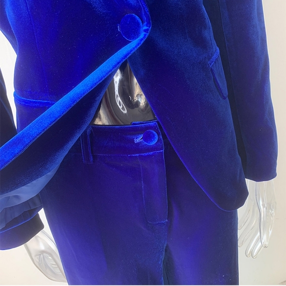 Blue NWT UNBRANDED Velvet Blazer And Wide Leg Pant Matching Set - Picture 15 of 16